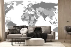 Fototapeta: Szara polityczna mapa świata