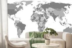 Fototapeta: Szara polityczna mapa świata