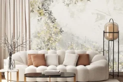 Fototapeta: Szare i żółte liście na betonie