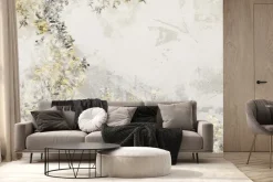 Fototapeta: Szare i żółte liście na betonie