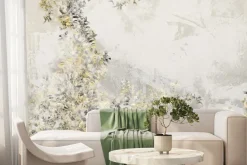 Fototapeta: Szare i żółte liście na betonie