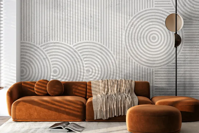 Fototapeta: Szare koła z paskami na białym tle