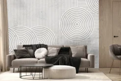 Fototapeta: Szare koła z paskami na białym tle