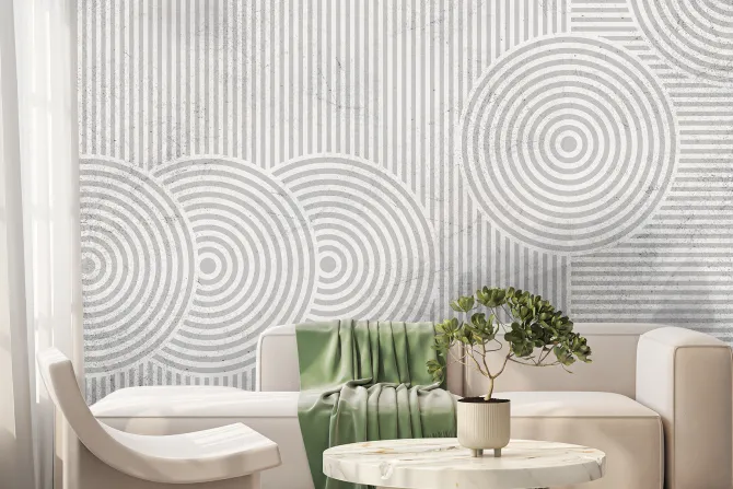 Fototapeta: Szare koła z paskami na białym tle