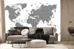 Fototapeta: Szare kontynenty na mapie świata