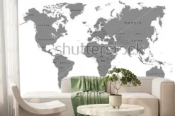 Fototapeta: Szare kontynenty na mapie świata