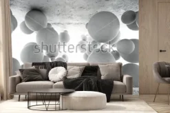 Fototapeta: Szare kule tworzące geometryczny wzór z efektem 3d