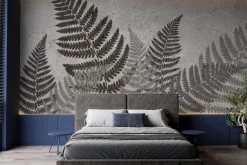 Fototapeta: Szare liście na betonowym tle