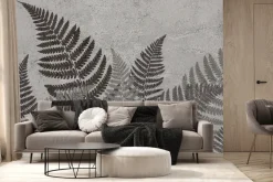 Fototapeta: Szare liście na betonowym tle