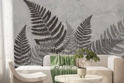 Fototapeta: Szare liście na betonowym tle