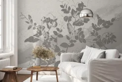 Fototapeta: Szare liście na piaskowej ścianie