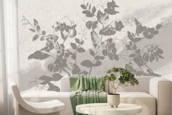 Fototapeta: Szare liście na piaskowej ścianie