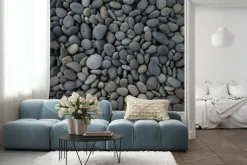Fototapeta: Szare okrągłe i gładkie kamienie