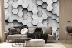 Fototapeta: Szare plastry miodu w 3d