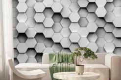 Fototapeta: Szare plastry miodu w 3d