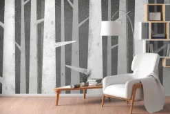 Fototapeta: Szare pnie brzozy z kolczastymi gałęziami