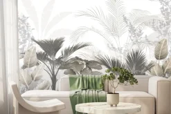 Fototapeta: Szaro-beżowe tropiki liście 3d