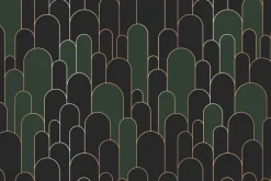 Fototapeta: Szaro-zielone łuki ze złotym zdobieniem