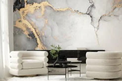 Fototapeta: Szary marmur ze złotawymi akcentami