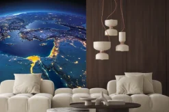 Fototapeta: Szczegółowe ziemi. afryka i bliski wschód w księżycową noc