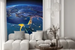 Fototapeta: Szczegółowe ziemi. afryka i bliski wschód w księżycową noc