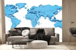 Fototapeta: Szczegółowość map świata z granicami państwowymi, 3d