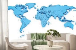 Fototapeta: Szczegółowość map świata z granicami państwowymi, 3d