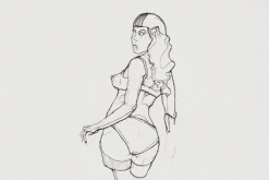 Fototapeta: Szkic atrakcyjnej kobiety w bieliźnie