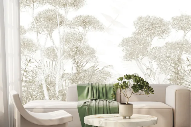 Fototapeta: Szkic beżowego lasu