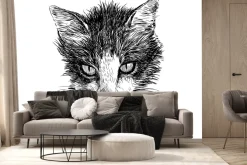 Fototapeta: Szkic czarno-białego kota
