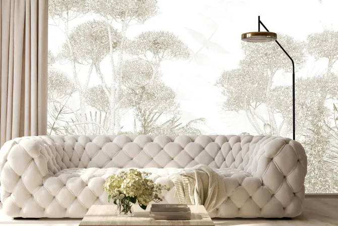 Fototapeta: Szkic dzikiego lasu w kolorach sepii