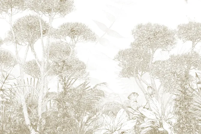 Fototapeta: Szkic dzikiego lasu w kolorach sepii