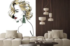 Fototapeta: Szkic klasycznej blond kobieta z falami włosów