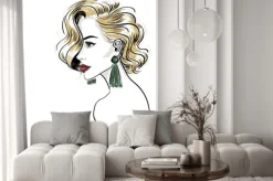 Fototapeta: Szkic klasycznej blond kobieta z falami włosów