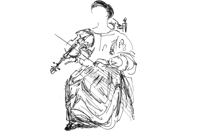 Fototapeta: Szkic kobiety grającej na skrzypcach