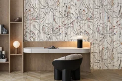 Fototapeta: Szkic kwiatów na tle delikatnych pasków