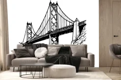 Fototapeta: Szkic mostu wśród gór i rzek