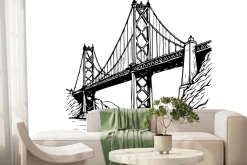 Fototapeta: Szkic mostu wśród gór i rzek