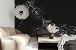 Fototapeta: Szkic motocykli na czarnym tle