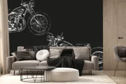 Fototapeta: Szkic motocykli na czarnym tle