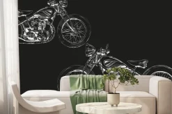 Fototapeta: Szkic motocykli na czarnym tle