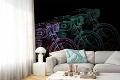 Fototapeta: Szkic neonowy motocykl w stylu retro