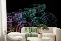 Fototapeta: Szkic neonowy motocykl w stylu retro