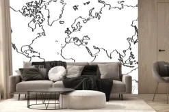 Fototapeta: Szkic odręczny mapa świata na białym tle.