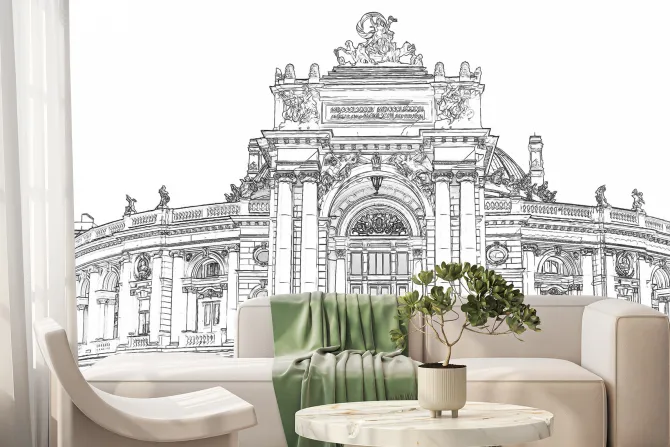 Fototapeta: Szkic ołówkiem teatru opery i baletu w odessie