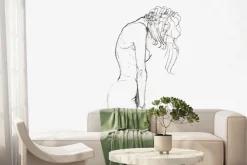 Fototapeta: Szkic stojącej kobiety na białym tle