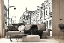 Fototapeta: Szkic ulicy piotrkowskiej w łodzi panorama miasta