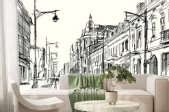 Fototapeta: Szkic ulicy piotrkowskiej w łodzi panorama miasta