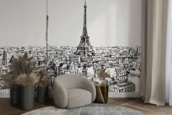 Fototapeta: Szkicowa grafika symbolu paryża w minimalistycznym stylu