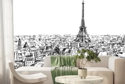 Fototapeta: Szkicowa grafika symbolu paryża w minimalistycznym stylu